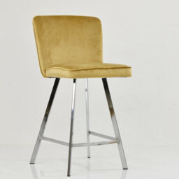 Lakeland Furniture Dartmoor Camel Cream Velvet Chrome Fixed Leg Base Bar Stool - thumbnail 4