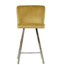 Lakeland Furniture Dartmoor Camel Cream Velvet Chrome Fixed Leg Base Bar Stool - thumbnail 1