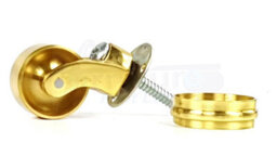 L&F 2X Brass Castor & Ring 25mm Screw In Castor  Furniture Beds Sofas Chairs Stools - thumbnail 3