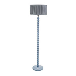 Valuelights Bobbins Powder Blue Floor Lamp With Ruched Pleated Powder Blue Drum Shade - thumbnail 2