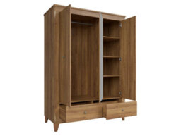 Arte Bergen 144 Cm 3 Door Wardrobe With Mirror And Drawer Golden Sibiu Larch - thumbnail 3