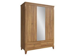 Arte Bergen 144 Cm 3 Door Wardrobe With Mirror And Drawer Golden Sibiu Larch - thumbnail 1