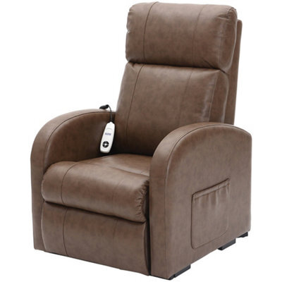 Loops Comfortable Nutmeg Pu Leather Rise And Recline Chair With Single Motor - image 1