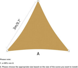 Beige 3X3X3M Triangular Shade Sail 95% Uv Protection - thumbnail 2