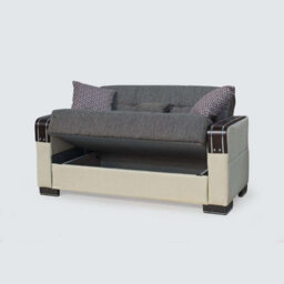 Sliding Wardrobes 4 u LTD Modern Fabric Sofa Bed With Storage - 3 Or 2 Seater With Cushions And Wooden Armrests (Beige/brown,2 Seater) - thumbnail 5