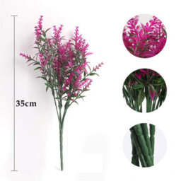 Amorly 18Pcs Rose Pink Artificial Lavender Flowers Outdoor Uv Resistant Fake Flowers No Fade Faux Plastic Plants Window Box Decorating - thumbnail 3