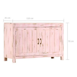 Berkfield Sideboard Light Pink 110X35X70 Cm Solid Mango Wood - thumbnail 8