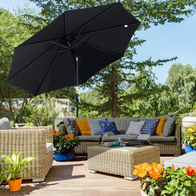 Outsunny 3(M) Patio Umbrella Outdoor Sunshade Canopy W/ Tilt & Crank Black - image 1