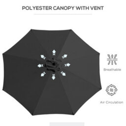 Outsunny 3(M) Patio Umbrella Outdoor Sunshade Canopy W/ Tilt & Crank Black - thumbnail 8
