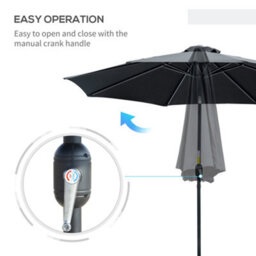 Outsunny 3(M) Patio Umbrella Outdoor Sunshade Canopy W/ Tilt & Crank Black - thumbnail 5
