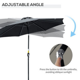 Outsunny 3(M) Patio Umbrella Outdoor Sunshade Canopy W/ Tilt & Crank Black - thumbnail 4