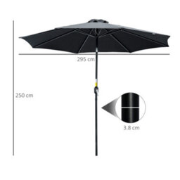 Outsunny 3(M) Patio Umbrella Outdoor Sunshade Canopy W/ Tilt & Crank Black - thumbnail 3