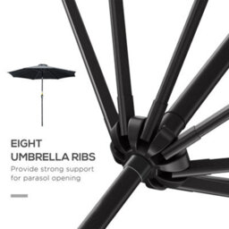 Outsunny 3(M) Patio Umbrella Outdoor Sunshade Canopy W/ Tilt & Crank Black - thumbnail 7