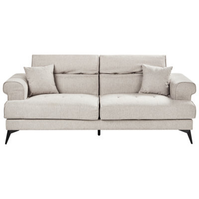 Wyld And Coco Luxenest Sofa Set 2-Seater And 3-Seater Taupe Polyester Fabric With Adjustable Headrests - image 1