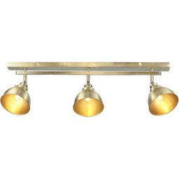 Loops Antique Brass Ceiling Spot Light - 3 X 7W Led E14 Bar Plate - Dimmable Modern Industrial Style