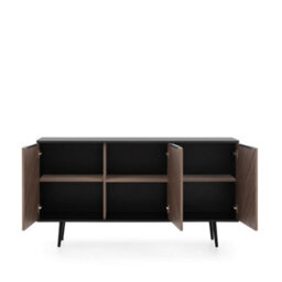 Arte Pinelli Sideboard Cabinet - Modern Black Graphite & Oak Finish - W1500mm X H800mm X D410mm - thumbnail 3