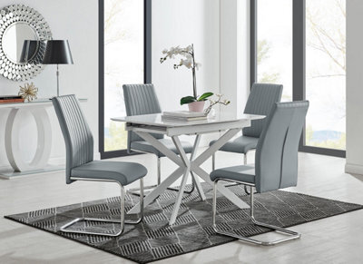 Furniturebox Uk Lira 100 Extending Dining Table And 4 Grey Lorenzo Chairs - image 1