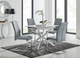 Furniturebox Uk Lira 100 Extending Dining Table And 4 Grey Lorenzo Chairs - thumbnail 1