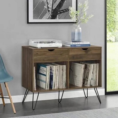 2 Drawer Turntable Bookcase Unit Stand In Walnut - image 1