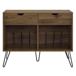 2 Drawer Turntable Bookcase Unit Stand In Walnut - thumbnail 2