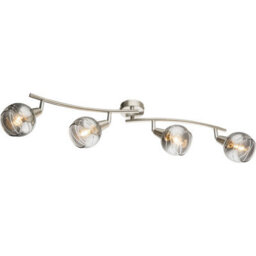 Luminosa Lighting Luminosa Roman Ceiling Spotlight Bar Nickel Matt Glass Shade 4X E14 3000K