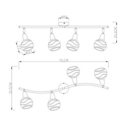 Luminosa Lighting Luminosa Roman Ceiling Spotlight Bar Nickel Matt Glass Shade 4X E14 3000K - thumbnail 4