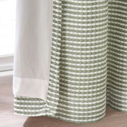 Catherine Lansfield Stab Stitch 66X54 Inch Lined Eyelet Curtains Two Panels Sage Green - thumbnail 3