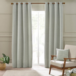 Catherine Lansfield Stab Stitch 66X54 Inch Lined Eyelet Curtains Two Panels Sage Green - thumbnail 1