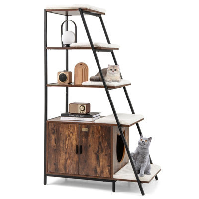 Costway Large Cat Litter Box Enclosure Hidden Cat Washroom With Storage - image 1