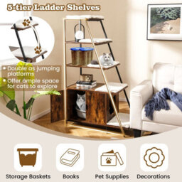 Costway Large Cat Litter Box Enclosure Hidden Cat Washroom With Storage - thumbnail 4