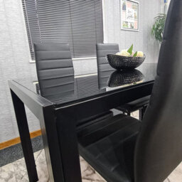 Glass Dining Table Set 6, Kitchen Dining Set For 6 Black Table With 6 Leather Chairs Furniture Kosy Koala - thumbnail 9