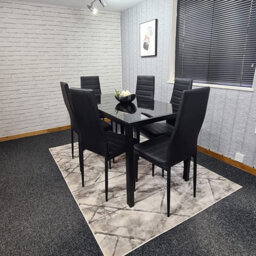Glass Dining Table Set 6, Kitchen Dining Set For 6 Black Table With 6 Leather Chairs Furniture Kosy Koala - thumbnail 7