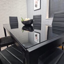 Glass Dining Table Set 6, Kitchen Dining Set For 6 Black Table With 6 Leather Chairs Furniture Kosy Koala - thumbnail 6