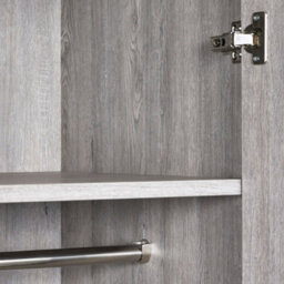 Oakham Premium Kora 2 Door & 1 Drawer Wardrobe In Grey Oak - thumbnail 7