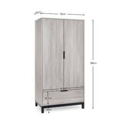 Oakham Premium Kora 2 Door & 1 Drawer Wardrobe In Grey Oak - thumbnail 5