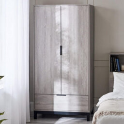 Oakham Premium Kora 2 Door & 1 Drawer Wardrobe In Grey Oak - thumbnail 3