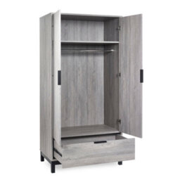 Oakham Premium Kora 2 Door & 1 Drawer Wardrobe In Grey Oak - thumbnail 2