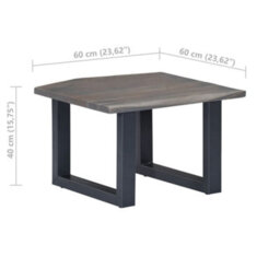 Berkfield Industrial Coffee Table With Live Edges Grey 60X60X40 Cm Solid Acacia Wood - thumbnail 8