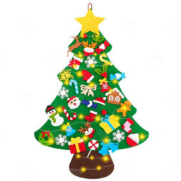 Amorly 100Cm Toddler Felt Christmas Tree With String Lights, Interactive Diy Wall Hanging Xmas Ornament, Kids Holiday Activity Craft Kit - thumbnail 1
