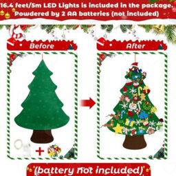 Amorly 100Cm Toddler Felt Christmas Tree With String Lights, Interactive Diy Wall Hanging Xmas Ornament, Kids Holiday Activity Craft Kit - thumbnail 2