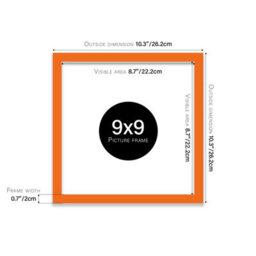 9X9 Orange Picture Frame (22.9 X 22.9Cm) Poster, Photo, Artwork, Gallery Wall Or Print - thumbnail 3