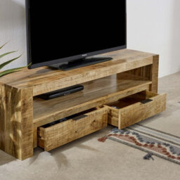 Buttercup Farm Surrey Tv Stand With 2 Drawers - Solid Mango Wood - L40 X W130 X H40 Cm - thumbnail 6