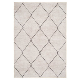 Loomed Beige Grey Trellis Modern Abstract Washable Long Runner Rug 80Cm X 300Cm - thumbnail 2