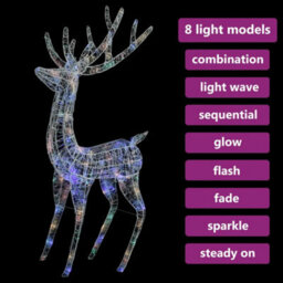 Berkfield Xxl Acrylic Christmas Reindeer 250 Led 180 Cm Colourful - thumbnail 6