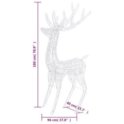 Berkfield Xxl Acrylic Christmas Reindeer 250 Led 180 Cm Colourful - thumbnail 8
