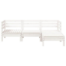 Walplus Garden Sofa 3-Seater With Footstool White Solid Wood Pine - thumbnail 4