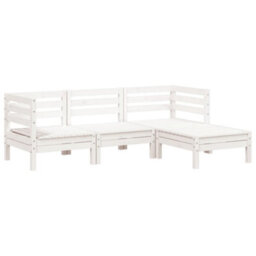 Walplus Garden Sofa 3-Seater With Footstool White Solid Wood Pine - thumbnail 2