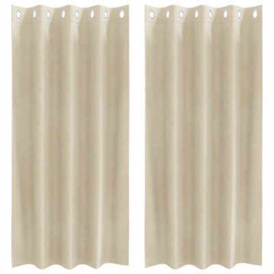 Berkfield Modern Blackout Curtains With Eyelets 2 Pcs Cream Velvet
