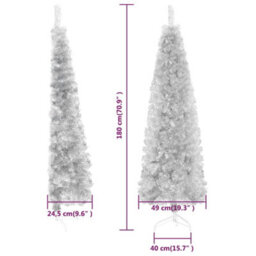 Berkfield Slim Artificial Half Christmas Tree With Stand Silver 180 Cm - thumbnail 9