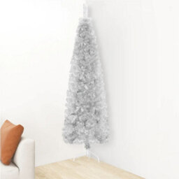 Berkfield Slim Artificial Half Christmas Tree With Stand Silver 180 Cm - thumbnail 3